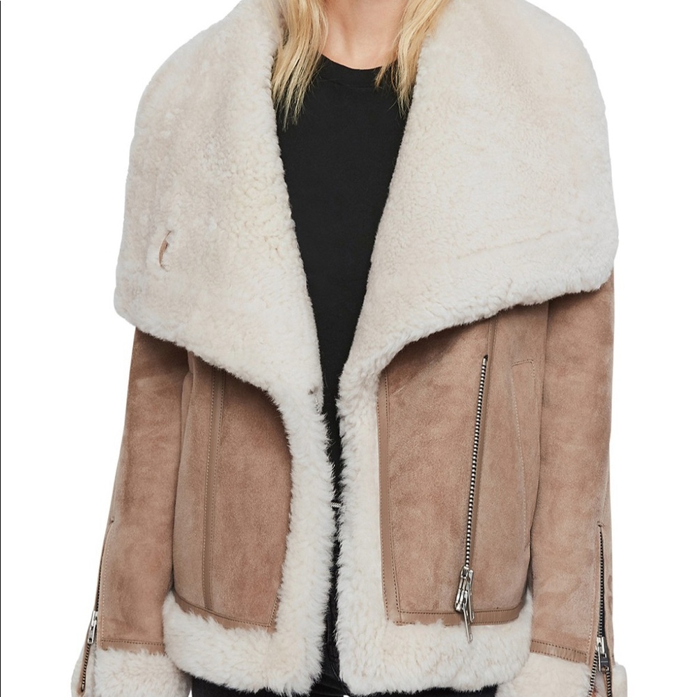 All saints shearling moto jacket
